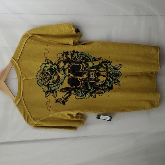 Affliction Coroner Yellow Skull Tee NWT - Picture 4 of 10